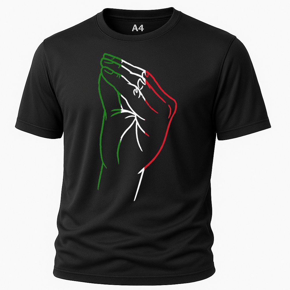 Funny Italian Hand Gesture Italian Flag Italy Italia Cooling Performance Crew T-Shirt