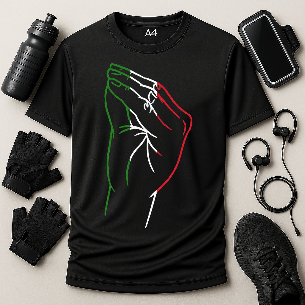 Funny Italian Hand Gesture Italian Flag Italy Italia Cooling Performance Crew T-Shirt