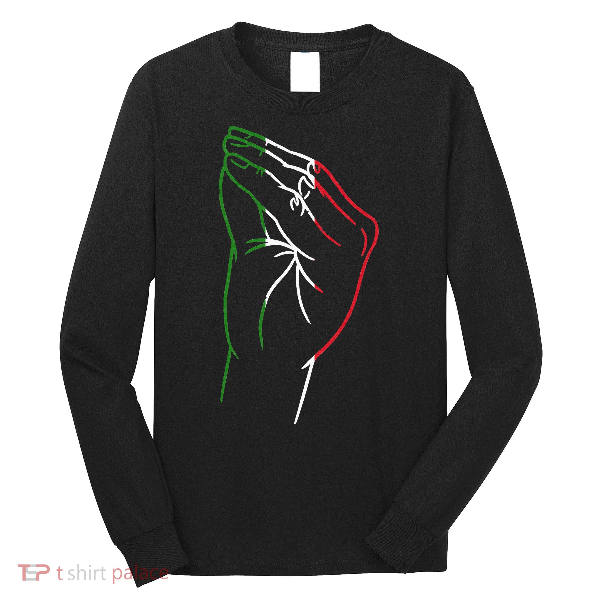 Funny Italian Hand Gesture Italian Flag Italy Italia Long Sleeve Shirt