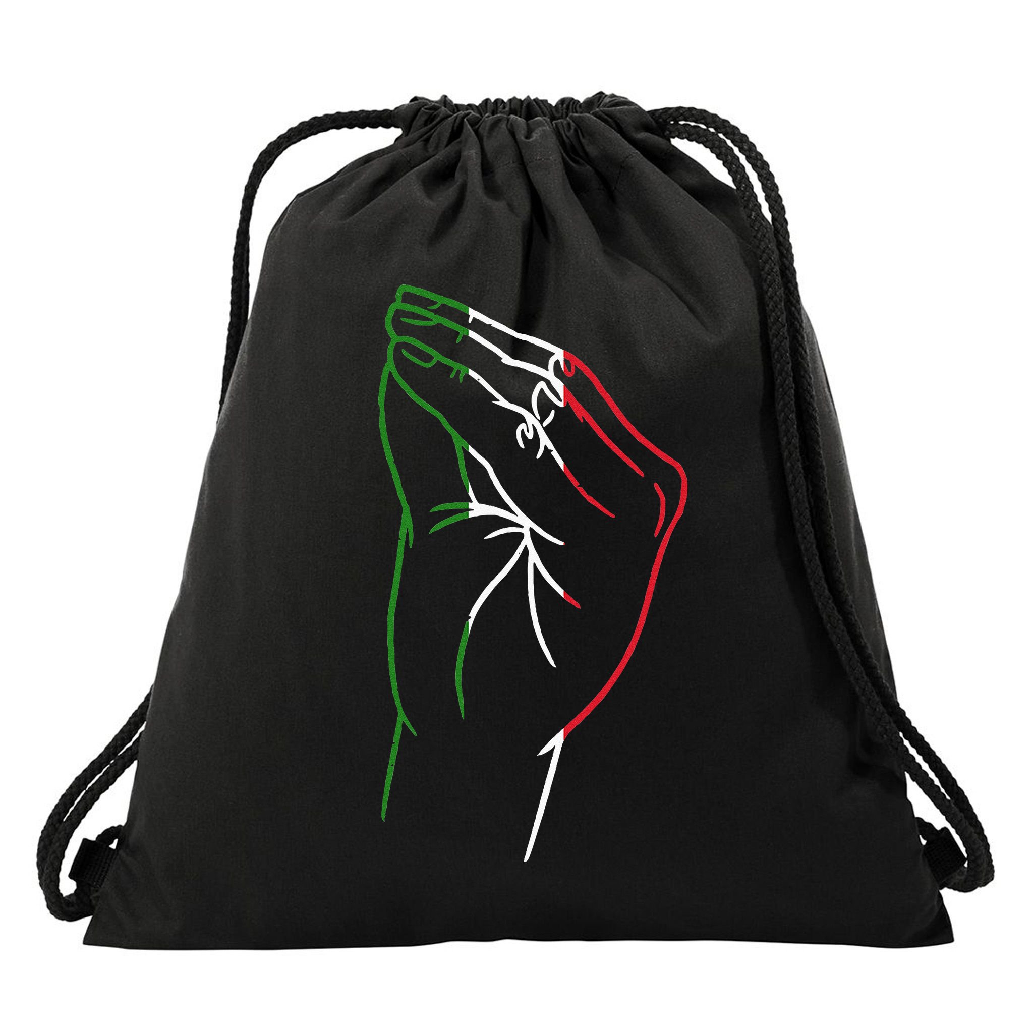 Funny Italian Hand Gesture Italian Flag Italy Italia Drawstring Bag