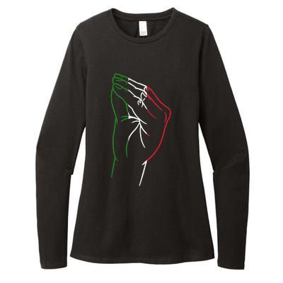 Funny Italian Hand Gesture Italian Flag Italy Italia Womens CVC Long Sleeve Shirt