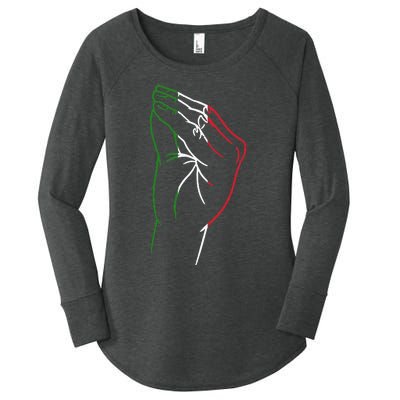 Funny Italian Hand Gesture Italian Flag Italy Italia Women's Perfect Tri Tunic Long Sleeve Shirt