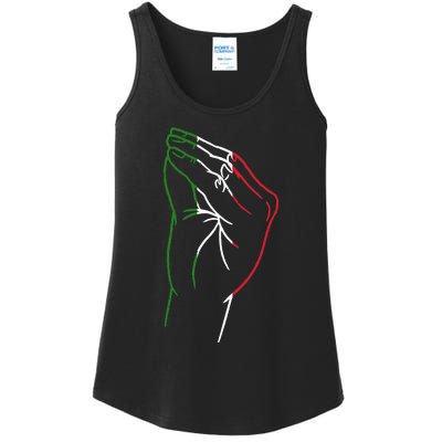 Funny Italian Hand Gesture Italian Flag Italy Italia Ladies Essential Tank