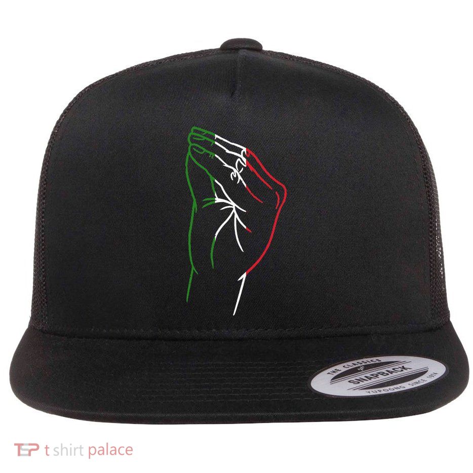 Funny Italian Hand Gesture Italian Flag Italy Italia Flatbill Hat