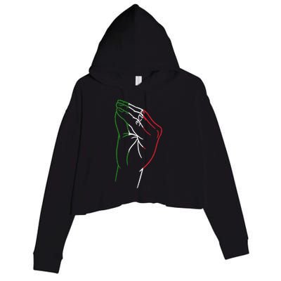 Funny Italian Hand Gesture Italian Flag Italy Italia Crop Fleece Hoodie