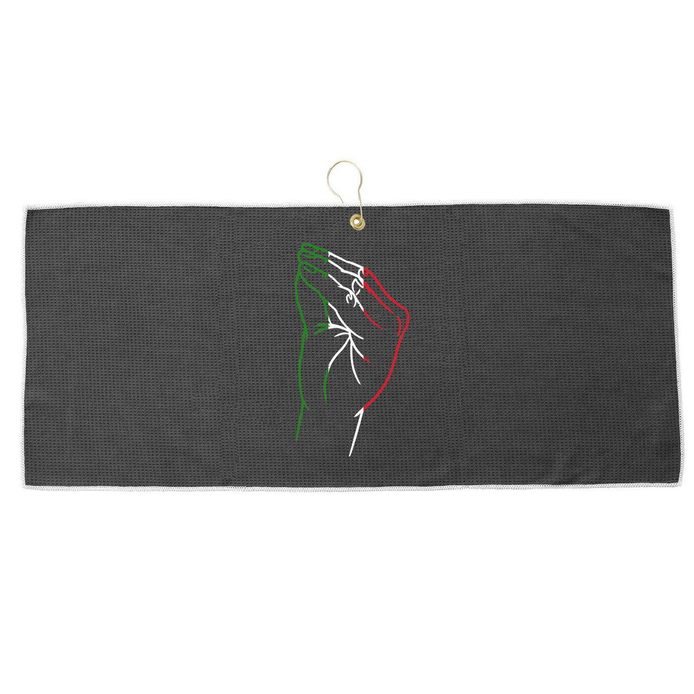 Funny Italian Hand Gesture Italian Flag Italy Italia Large Microfiber Waffle Golf Towel