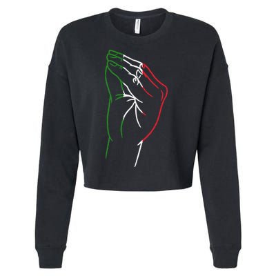 Funny Italian Hand Gesture Italian Flag Italy Italia Cropped Pullover Crew