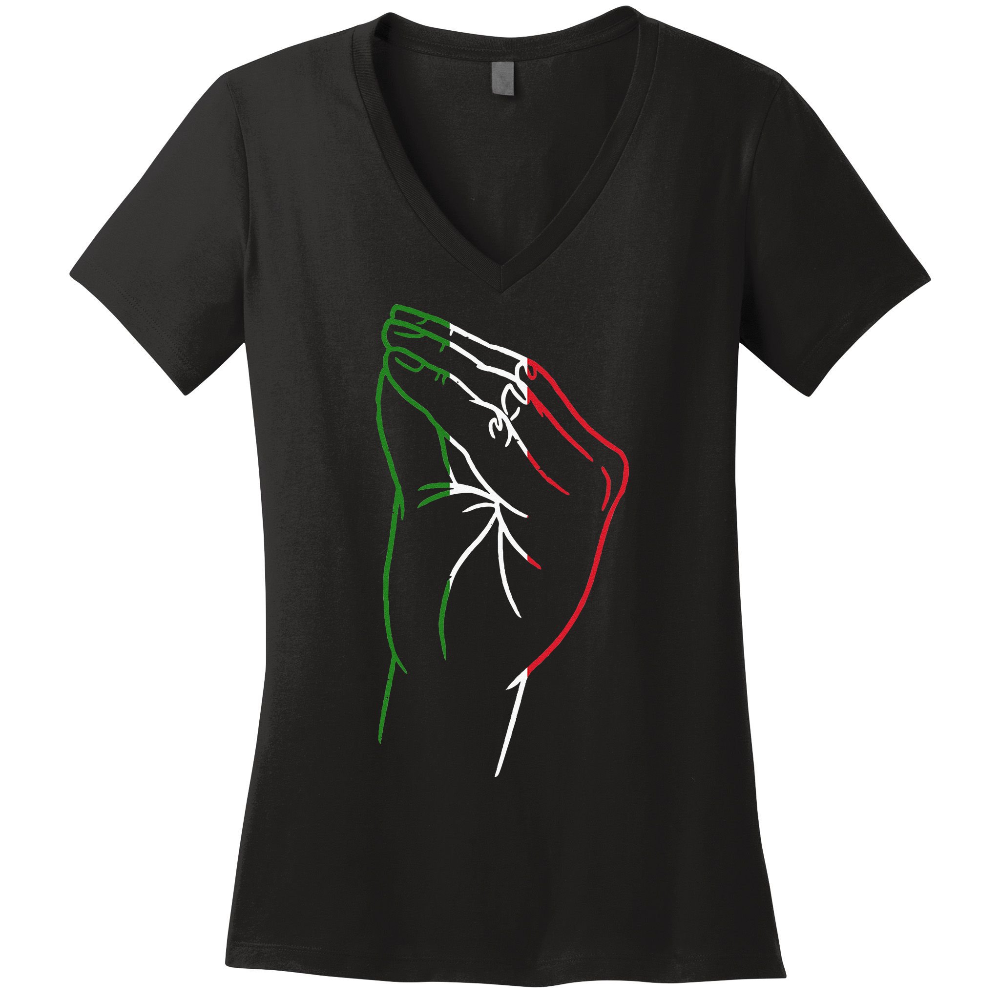 Funny Italian Hand Gesture Italian Flag Italy Italia Women's V-Neck T-Shirt