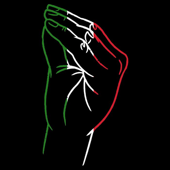 Funny Italian Hand Gesture Italian Flag Italy Italia Women's V-Neck T-Shirt