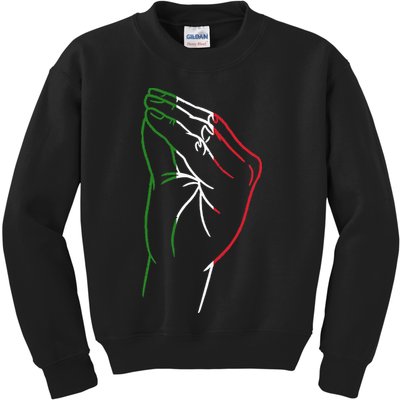 Funny Italian Hand Gesture Italian Flag Italy Italia Kids Sweatshirt