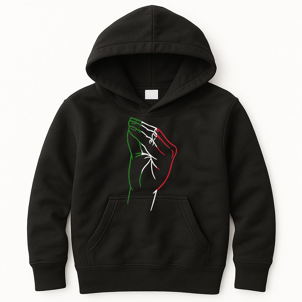 Funny Italian Hand Gesture Italian Flag Italy Italia Kids Hoodie