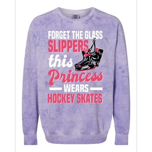 Funny Ice Hockey Girl This Princess Wears Hockey Skates Colorblast Crewneck Sweatshirt