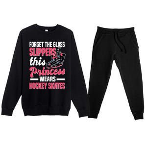 Funny Ice Hockey Girl This Princess Wears Hockey Skates Premium Crewneck Sweatsuit Set