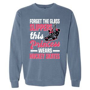 Funny Ice Hockey Girl This Princess Wears Hockey Skates Garment-Dyed Sweatshirt