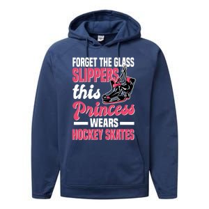 Funny Ice Hockey Girl This Princess Wears Hockey Skates Performance Fleece Hoodie