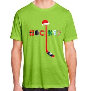 Funny Ice Hockey Stick Christmas Santa Lights Xmas Funny Gift Adult ChromaSoft Performance T-Shirt