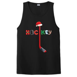 Funny Ice Hockey Stick Christmas Santa Lights Xmas Funny Gift PosiCharge Competitor Tank