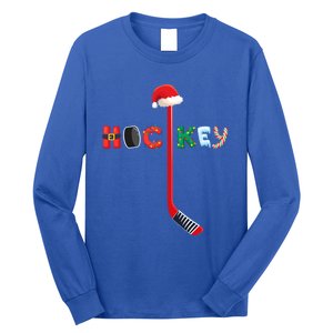 Funny Ice Hockey Stick Christmas Santa Lights Xmas Funny Gift Long Sleeve Shirt