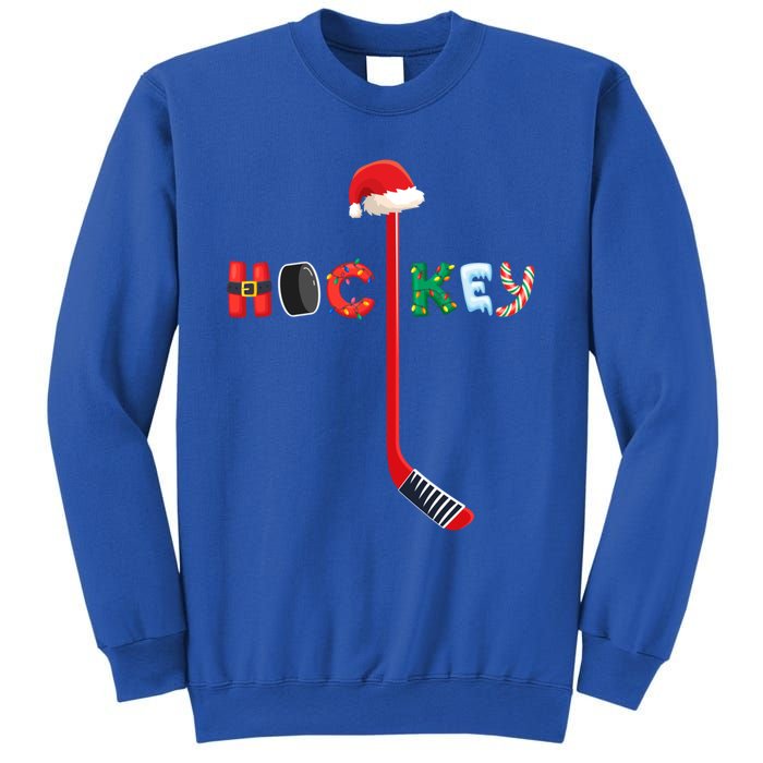 Funny Ice Hockey Stick Christmas Santa Lights Xmas Funny Gift Sweatshirt