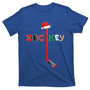 Funny Ice Hockey Stick Christmas Santa Lights Xmas Funny Gift T-Shirt