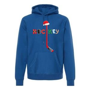 Funny Ice Hockey Stick Christmas Santa Lights Xmas Funny Gift Premium Hoodie