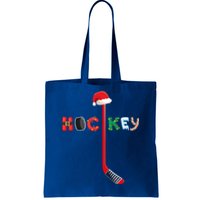 Funny Ice Hockey Stick Christmas Santa Lights Xmas Funny Gift Tote Bag