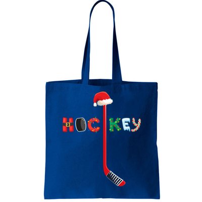 Funny Ice Hockey Stick Christmas Santa Lights Xmas Funny Gift Tote Bag