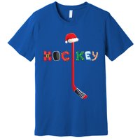 Funny Ice Hockey Stick Christmas Santa Lights Xmas Funny Gift Premium T-Shirt