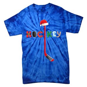 Funny Ice Hockey Stick Christmas Santa Lights Xmas Funny Gift Tie-Dye T-Shirt