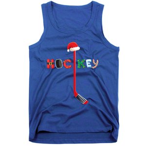 Funny Ice Hockey Stick Christmas Santa Lights Xmas Funny Gift Tank Top