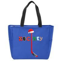 Funny Ice Hockey Stick Christmas Santa Lights Xmas Funny Gift Zip Tote Bag