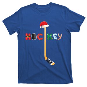 Funny Ice Hockey Stick Christmas Santa Lights Xmas Funny Gift Meaningful Gift T-Shirt