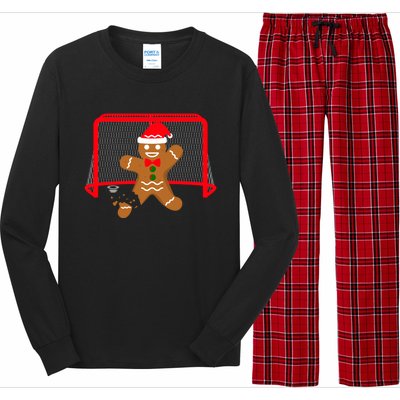 Funny Ice Hockey Goalie Gingerbread Christmas Pajama Gift Long Sleeve Pajama Set