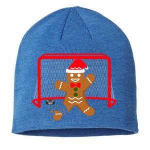 Funny Ice Hockey Goalie Gingerbread Christmas Pajama Gift Sustainable Beanie