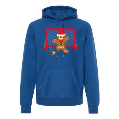 Funny Ice Hockey Goalie Gingerbread Christmas Pajama Gift Premium Hoodie