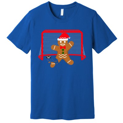 Funny Ice Hockey Goalie Gingerbread Christmas Pajama Gift Premium T-Shirt