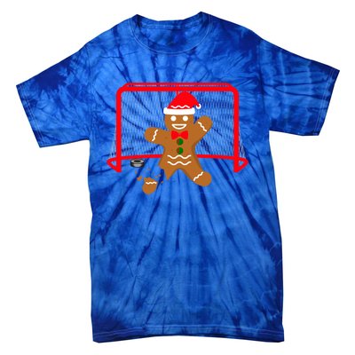 Funny Ice Hockey Goalie Gingerbread Christmas Pajama Gift Tie-Dye T-Shirt