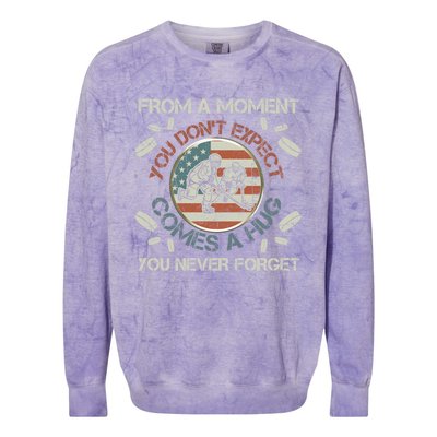 Funny Ice Hockey Player American Flag Hug You Never Forget Cute Gift Colorblast Crewneck Sweatshirt