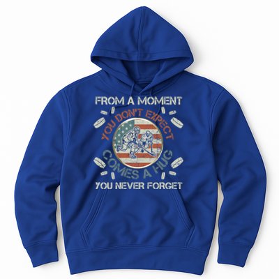 Funny Ice Hockey Player American Flag Hug You Never Forget Cute Gift Hoodie