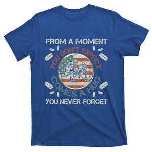 Funny Ice Hockey Player American Flag Hug You Never Forget Cute Gift T-Shirt