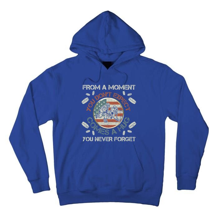 Funny Ice Hockey Player American Flag Hug You Never Forget Cute Gift Tall Hoodie