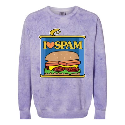 Funny I Heart Love Spam Canned Cooked Pork Food Lover Spam Colorblast Crewneck Sweatshirt