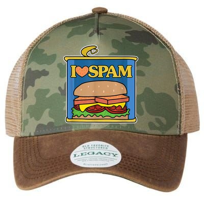 Funny I Heart Love Spam Canned Cooked Pork Food Lover Spam Legacy Tie Dye Trucker Hat