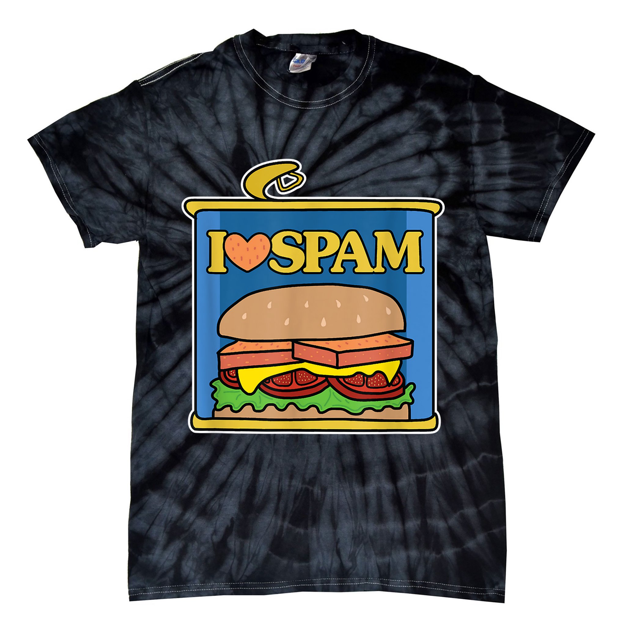 Funny I Heart Love Spam Canned Cooked Pork Food Lover Spam Tie-Dye T-Shirt