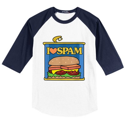 Funny I Heart Love Spam Canned Cooked Pork Food Lover Spam Baseball Sleeve Shirt