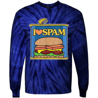 Funny I Heart Love Spam Canned Cooked Pork Food Lover Spam Tie-Dye Long Sleeve Shirt