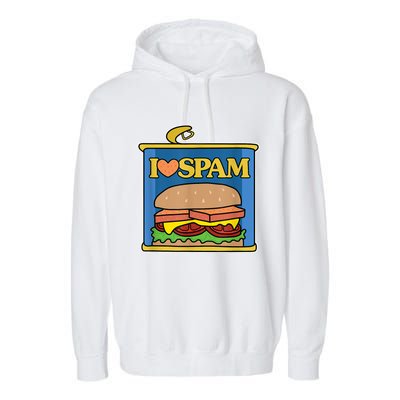 Funny I Heart Love Spam Canned Cooked Pork Food Lover Spam Garment-Dyed Fleece Hoodie