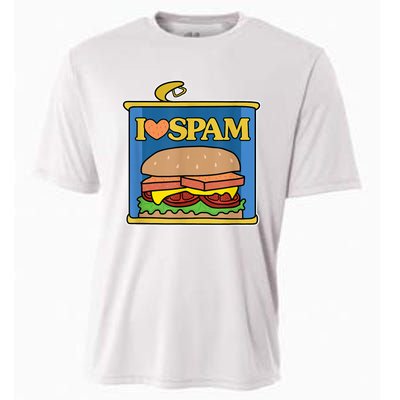 Funny I Heart Love Spam Canned Cooked Pork Food Lover Spam Cooling Performance Crew T-Shirt