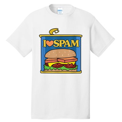 Funny I Heart Love Spam Canned Cooked Pork Food Lover Spam Tall T-Shirt