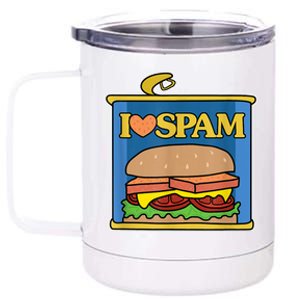 Funny I Heart Love Spam Canned Cooked Pork Food Lover Spam 12 oz Stainless Steel Tumbler Cup